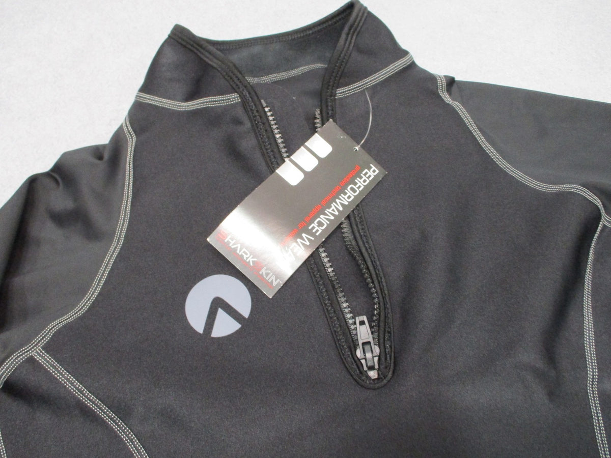 New Sharkskin Performance Wear Long Sleeve 1/4 Zip Watersports Shirt Black Large