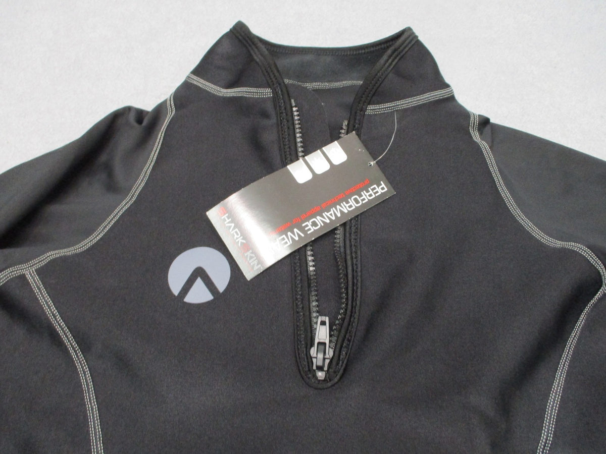 New Sharkskin Performance Wear Long Sleeve 1/4 Zip Watersports Shirt Black Large