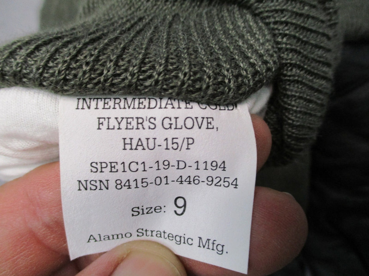 USGI HAU-15/P Intermediate Cold Weather Flyers Gloves Size 9 Leather Nomex NWOT