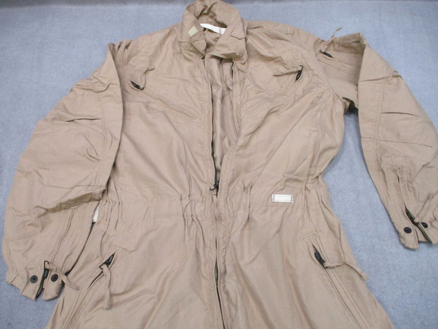US Military CVC Coveralls Tan Aramid Flame Resistant Flight Suit Medium Regular