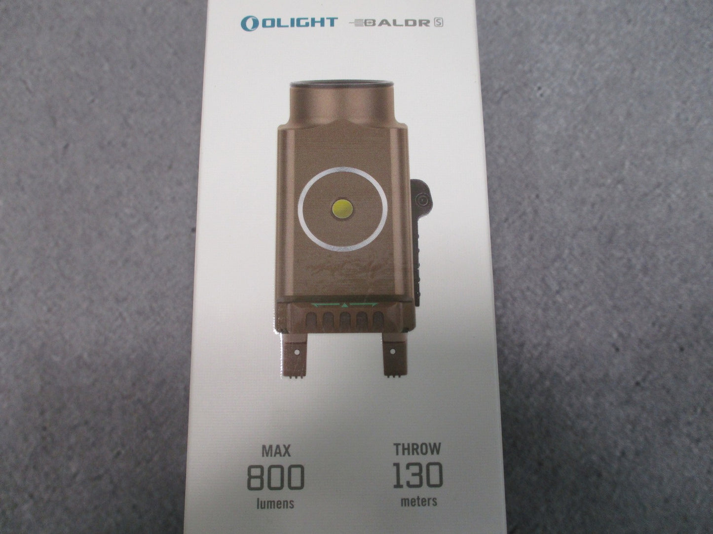 Olight Baldr S Weapon Light 800 Lumens Green Laser Desert Tan Excellent