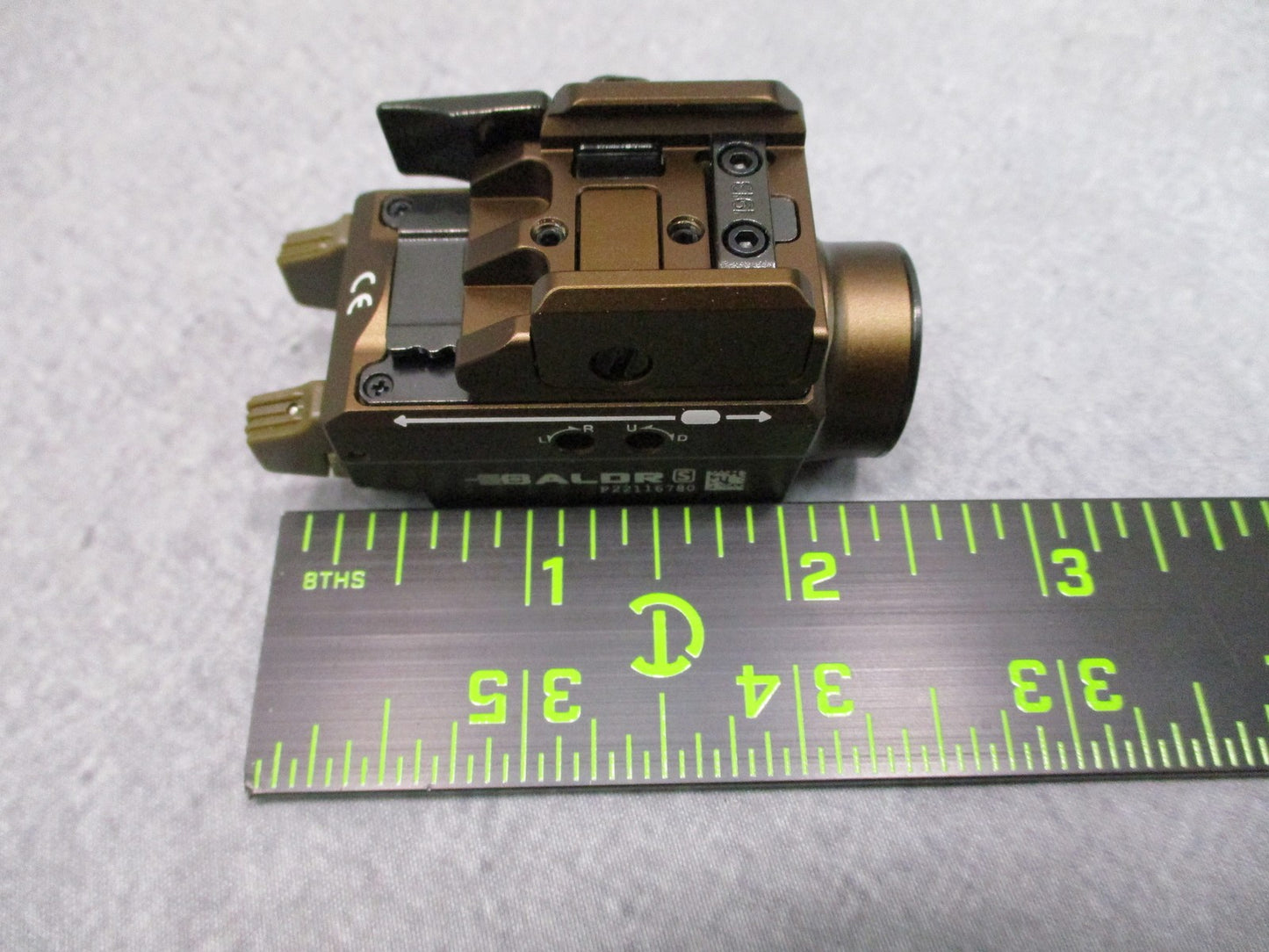 Olight Baldr S Weapon Light 800 Lumens Green Laser Desert Tan Excellent