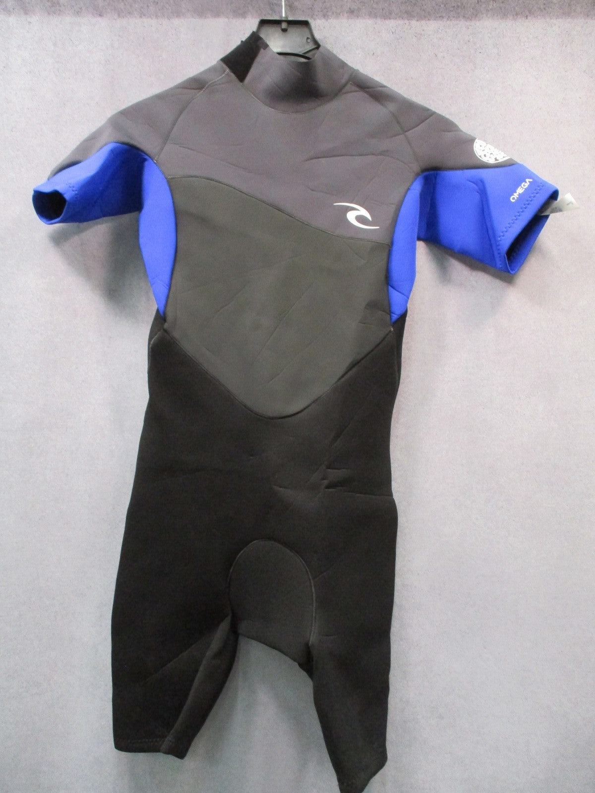 Rip Curl Omega 1.5mm Short Sleeve Spring Wetsuit Mens Large Back Zip Blue Black