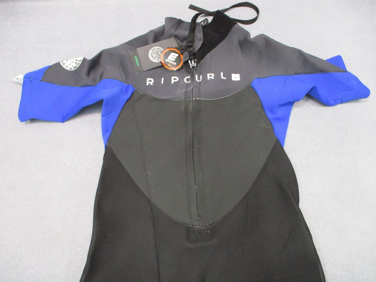 Rip Curl Omega 1.5mm Short Sleeve Spring Wetsuit Mens Large Back Zip Blue Black