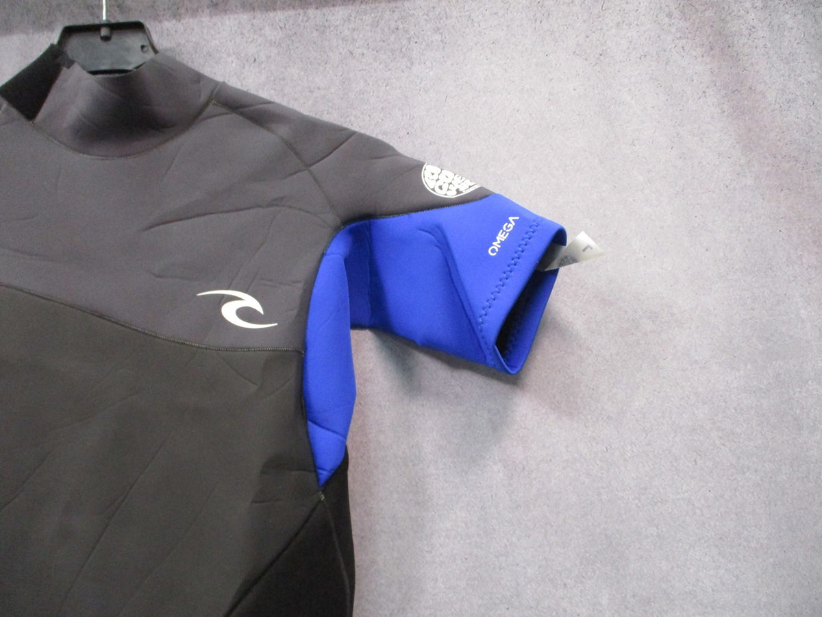 Rip Curl Omega 1.5mm Short Sleeve Spring Wetsuit Mens Large Back Zip Blue Black