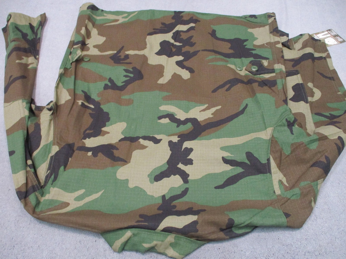 New Rothco BDU Shirt Woodland Camo Large Regular 100% Cotton Rip-Stop Tactical