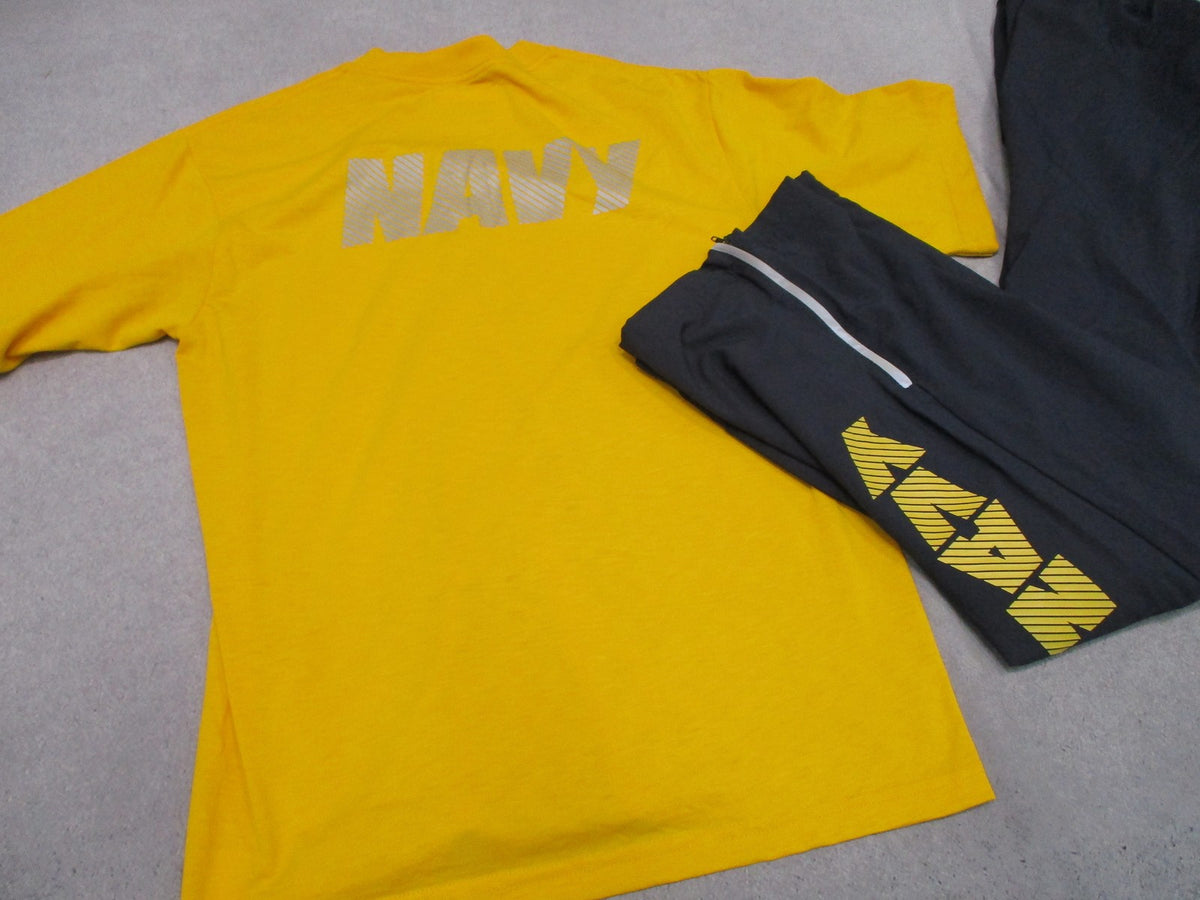 Authentic US Navy PT Running Suit Set Small Short Shirt & Pants Reflective Gear