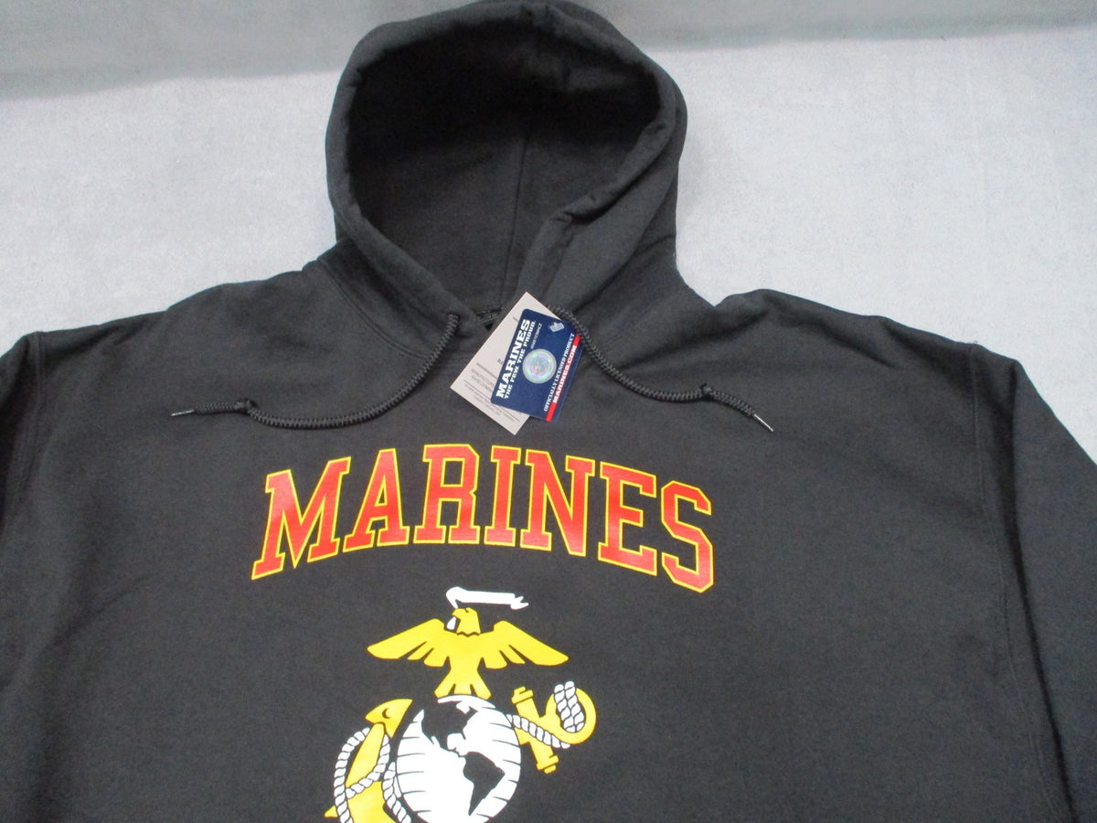 New USMC Marines Pullover Hoodie Sweatshirt Black Size 2XL Officially Licensed