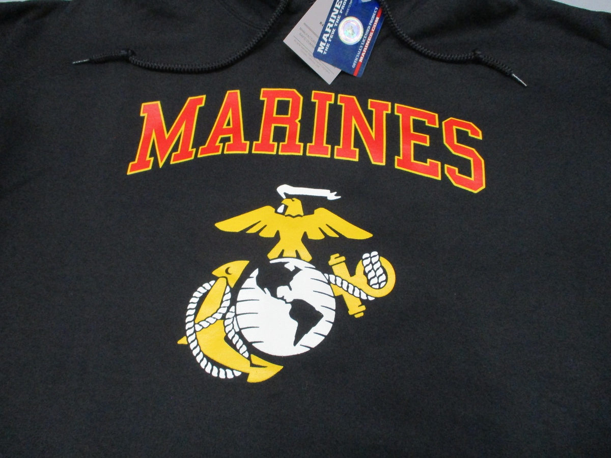 New USMC Marines Pullover Hoodie Sweatshirt Black Size 2XL Officially Licensed