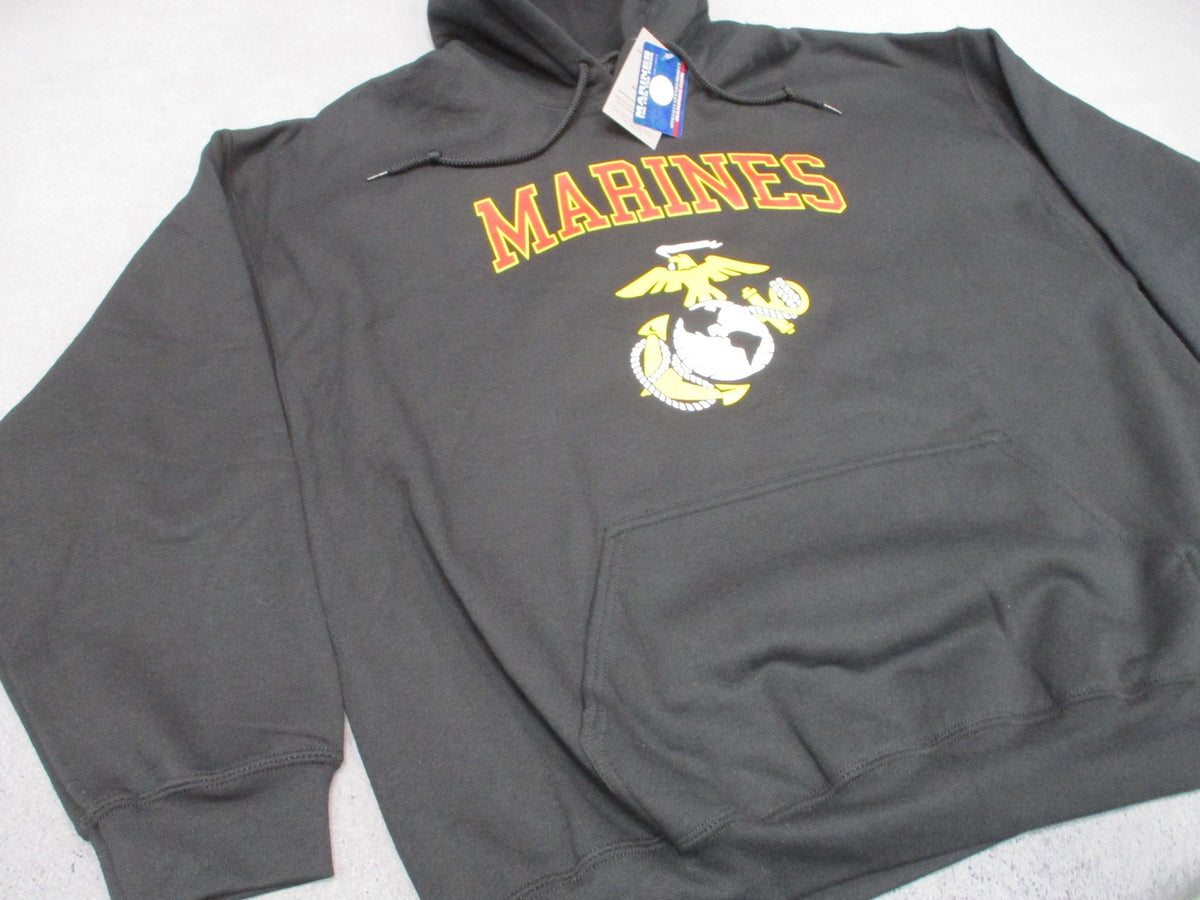 New USMC Marines Pullover Hoodie Sweatshirt Black Size 2XL Officially Licensed