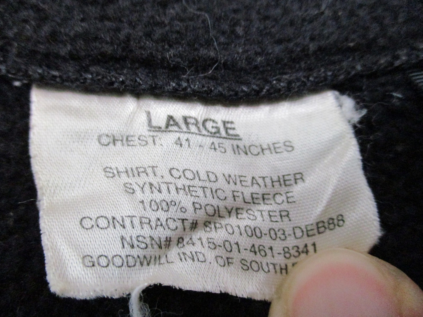 USGI ECWCS Gen II Level 3 Black Polartec 300 Fleece Jacket Size Large Used