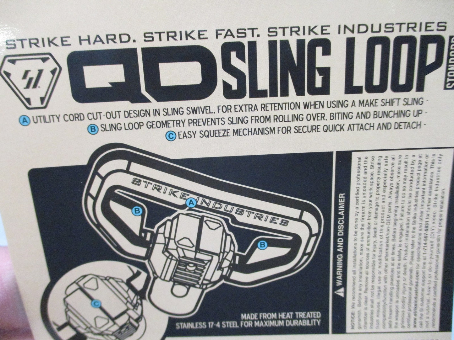 Strike Industries QD Sling Loop Standard Quick Detach Swivel Black SI-QDSL-STN