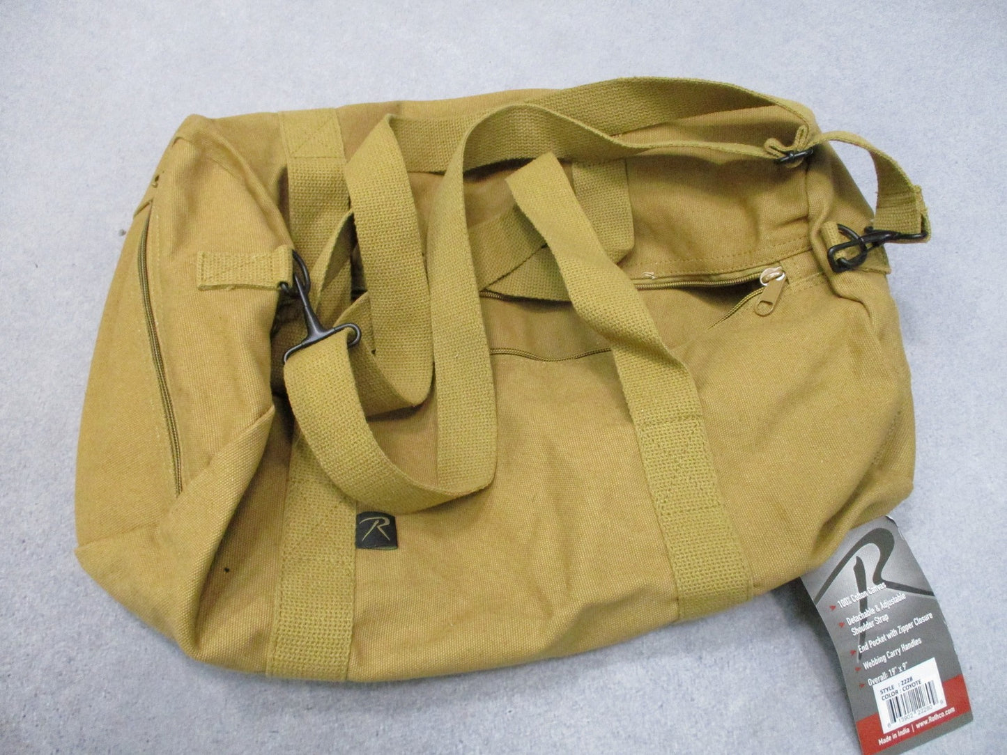 Rothco 19" Heavyweight Canvas Shoulder Duffle Bag Coyote Brown 2228 New
