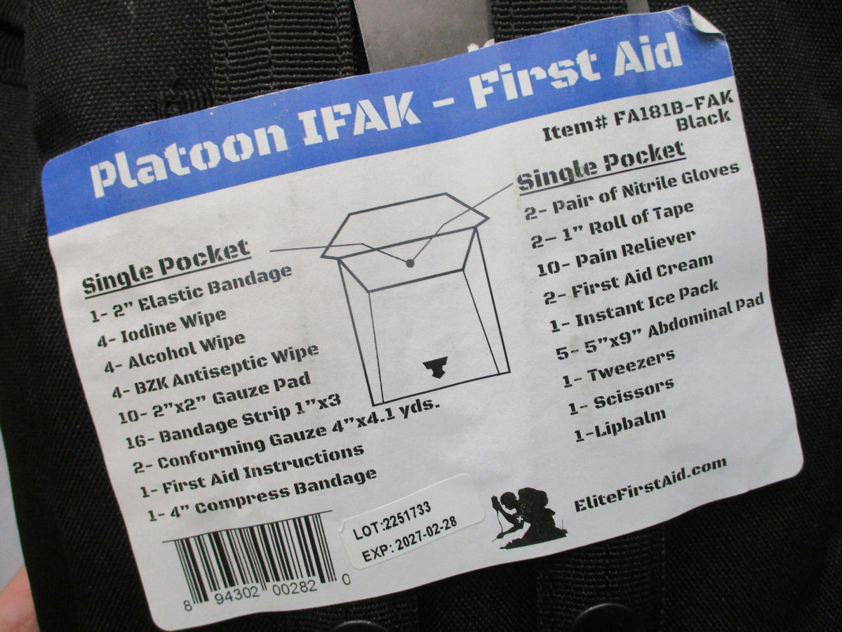 Elite First Aid Platoon IFAK Individual First Aid Kit Black Pouch New