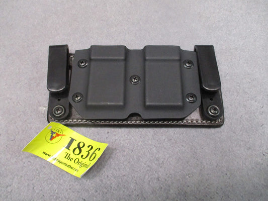 1836 Tagua Gunleather Double Mag Pouch .45 Single Stack Kydex Leather IWB/OWB