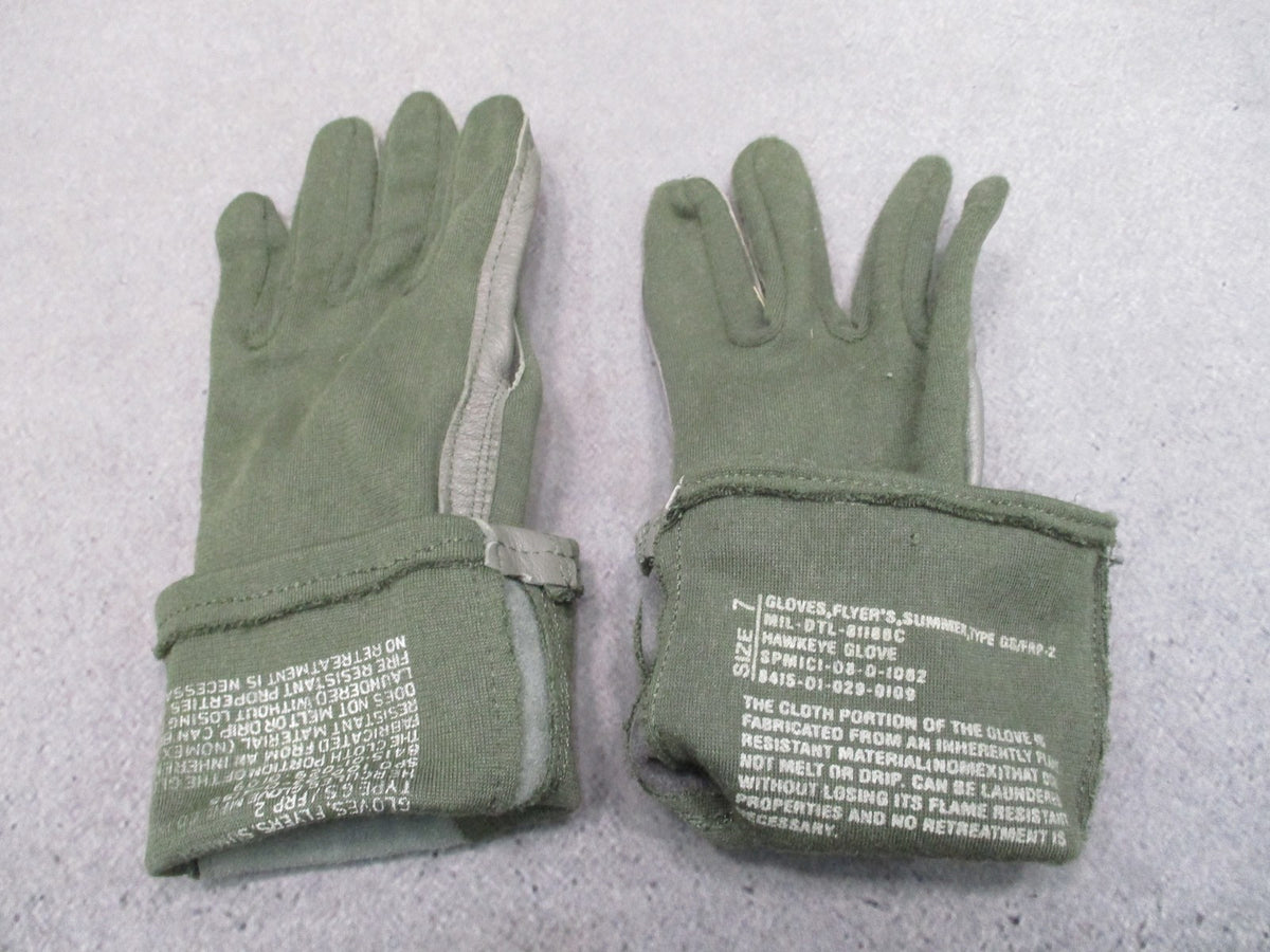 US Military Issue Nomex Flyer's Gloves Type GS/FRP-2 Sage Green Size 7