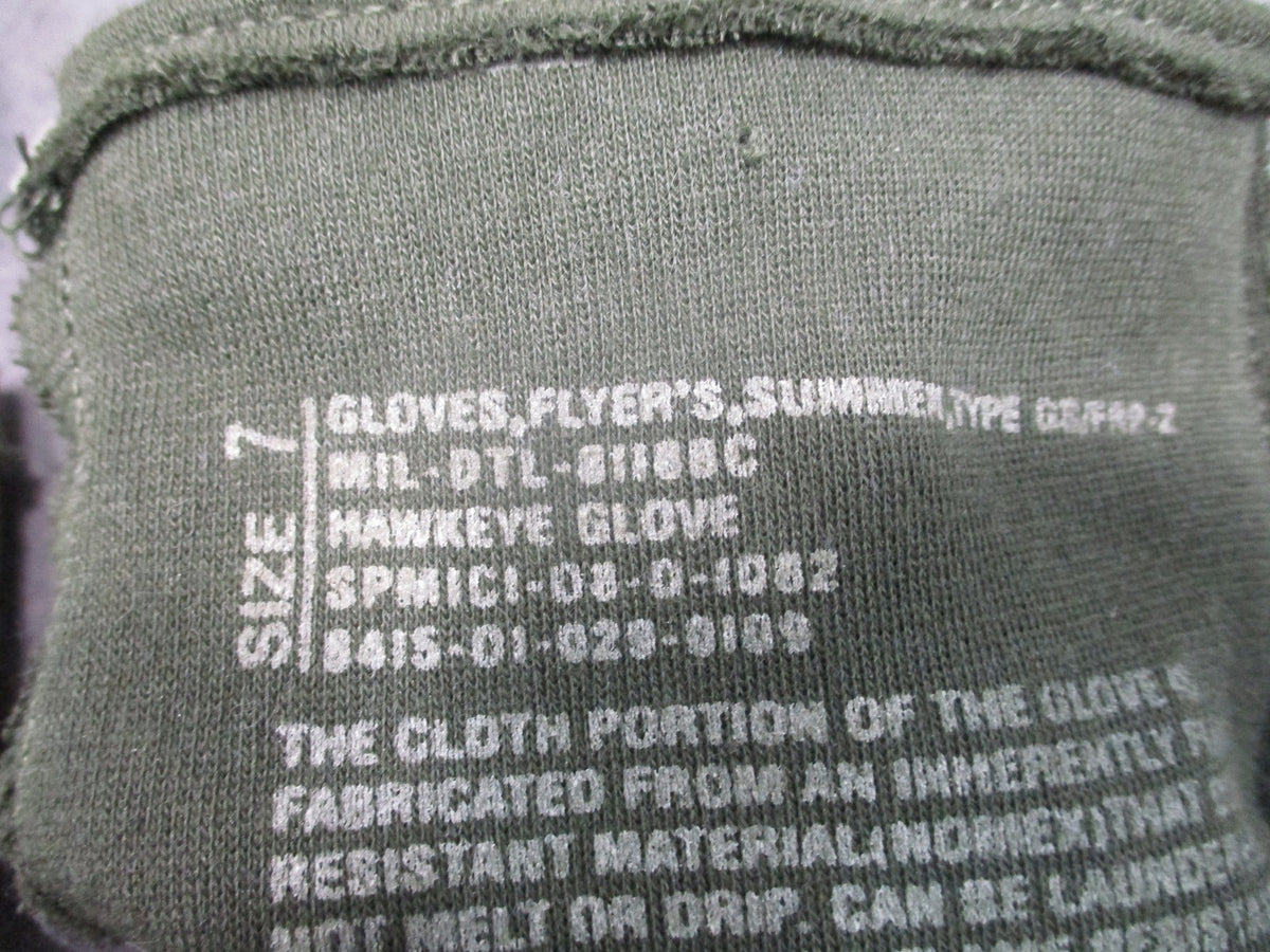 US Military Issue Nomex Flyer's Gloves Type GS/FRP-2 Sage Green Size 7