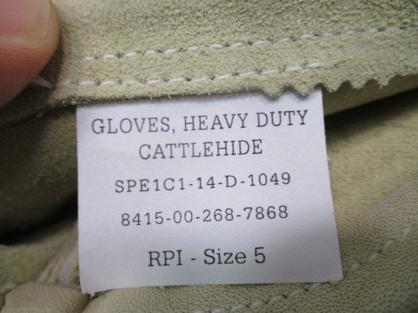 US Military Surplus Heavy Duty Cattlehide Leather Gloves Size 5 NSN 8415-00-268