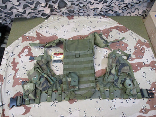 US Military Woodland ETLBV Tactical Vest & Ranger Pace Counters - Good Condition