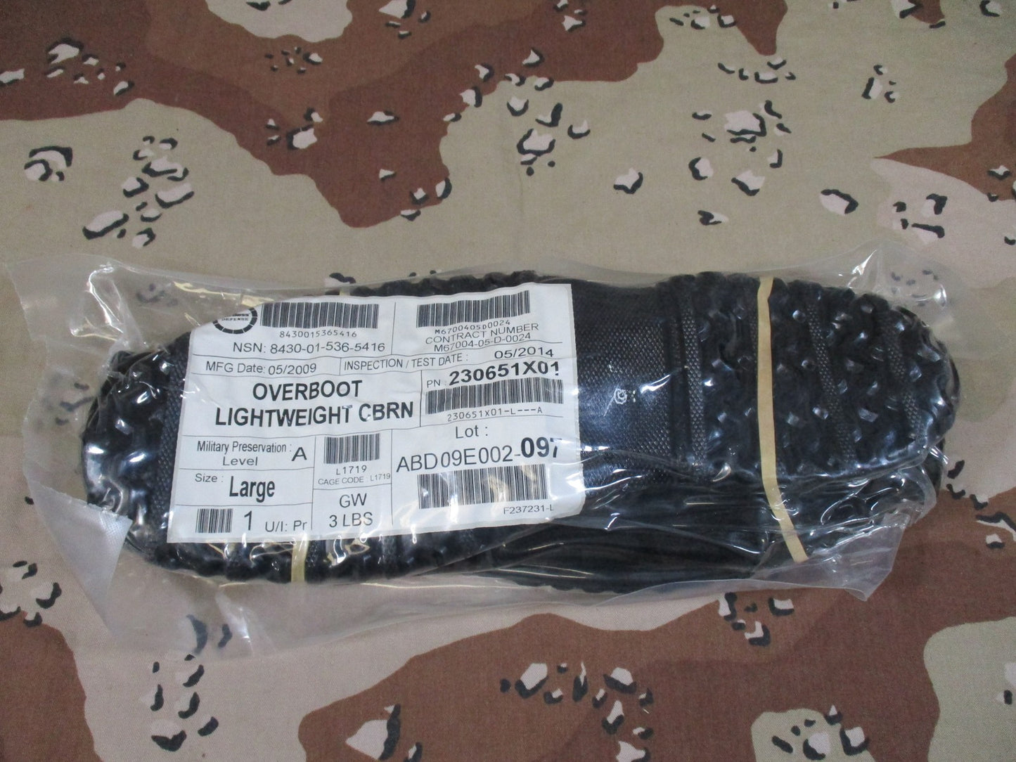 New US Military Lightweight CBRN Overboots Size Large NSN 8430-01-536-5416