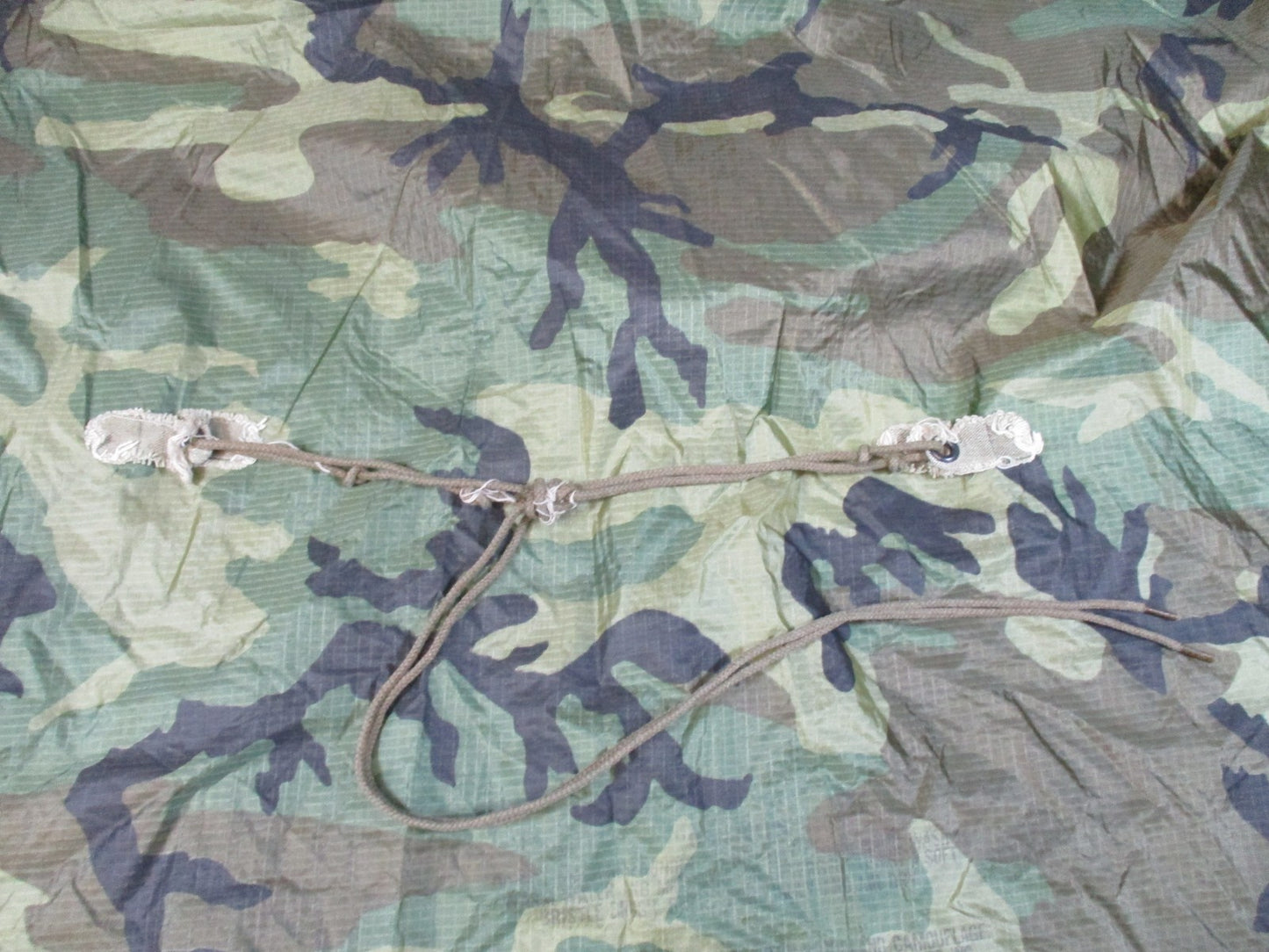 US Military Surplus Woodland Camouflage Ripstop Wet Weather Poncho - Good Condit