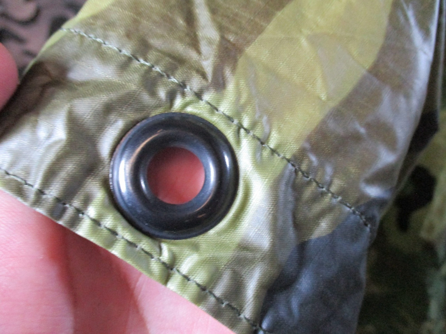 US Military Surplus Woodland Camouflage Ripstop Wet Weather Poncho - Good Condit