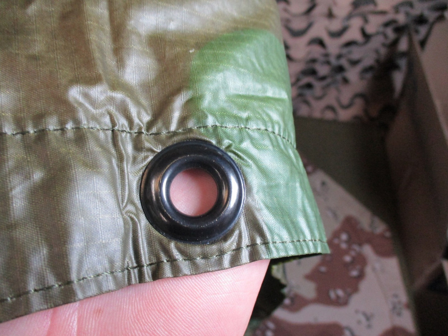 US Military Surplus Woodland Camouflage Ripstop Wet Weather Poncho - Good Condit