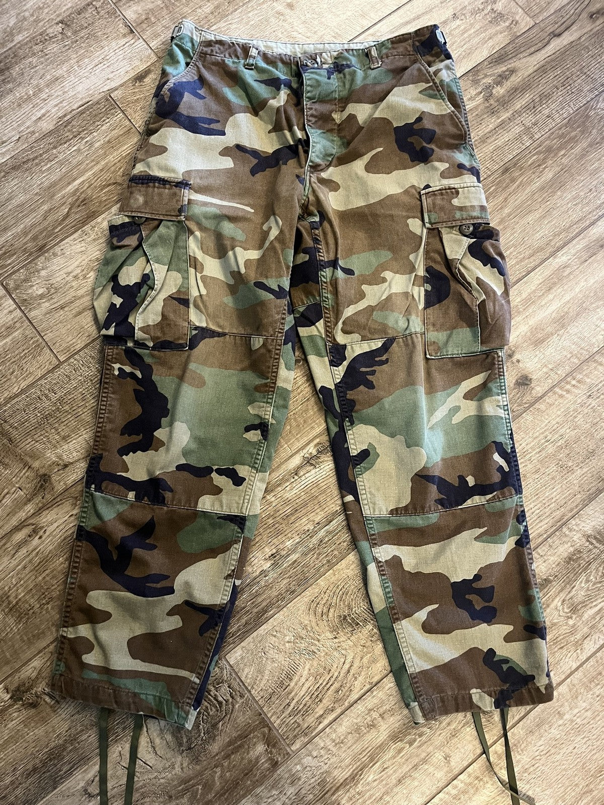 Vintage US Military Woodland Camo BDU Trousers Medium Short Propper Surplus