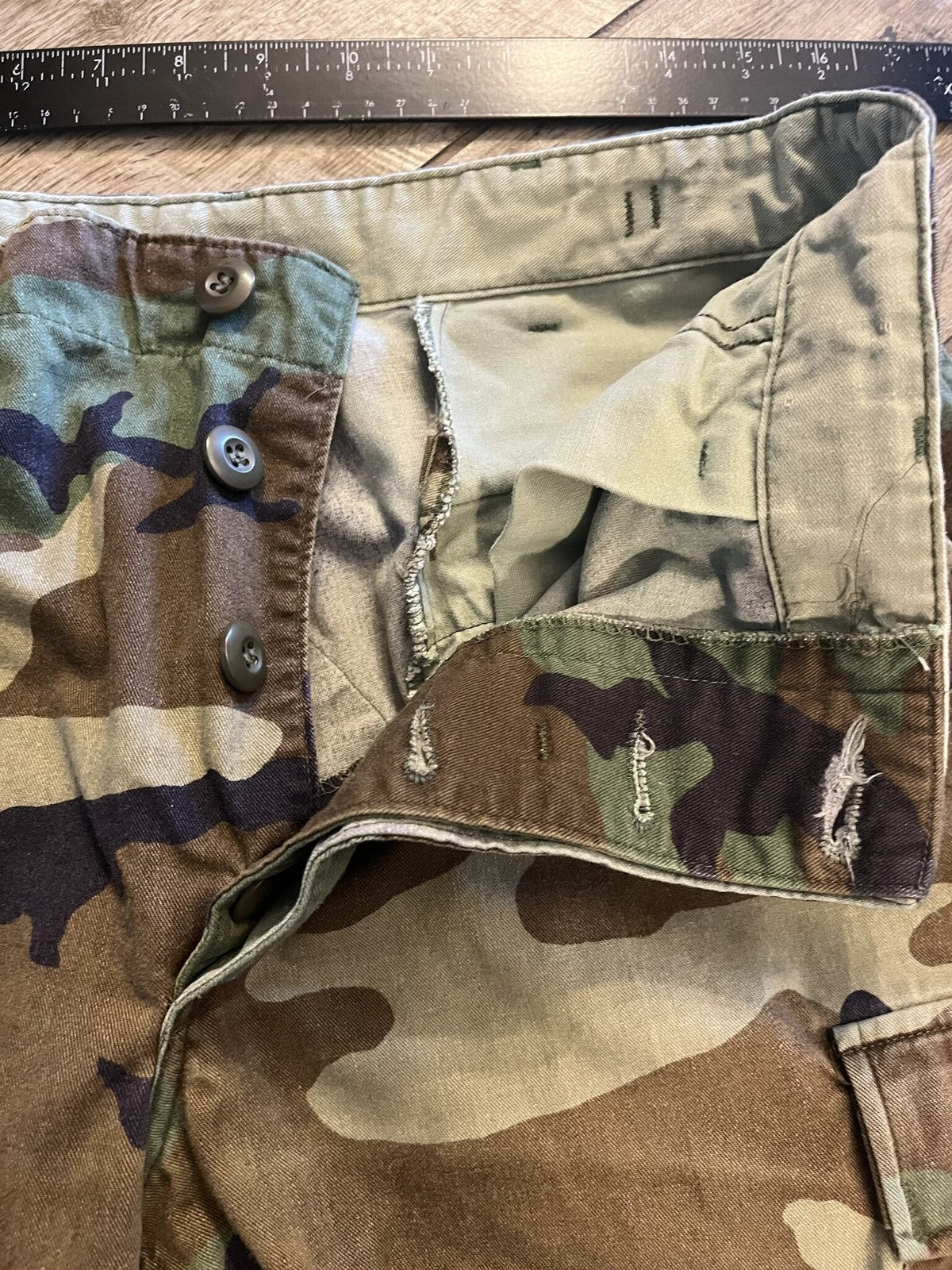 Vintage US Military Woodland Camo BDU Trousers Medium Short Propper Surplus
