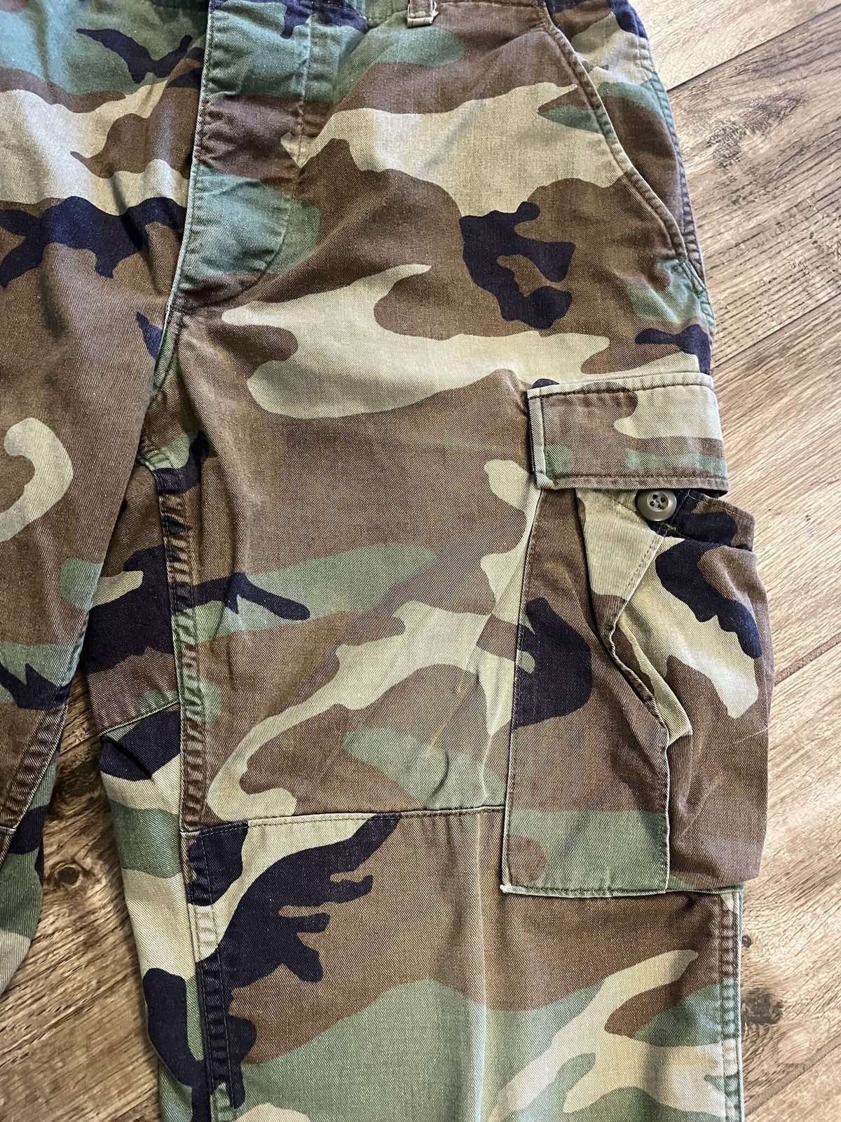 Vintage US Military Woodland Camo BDU Trousers Medium Short Propper Surplus