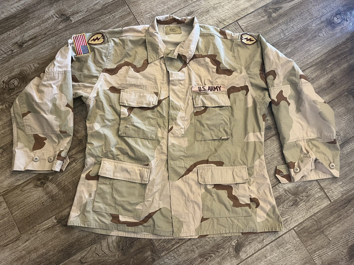 US Army Desert Camo Combat Coat Jacket X-Large Regular Military Uniform Shirt
