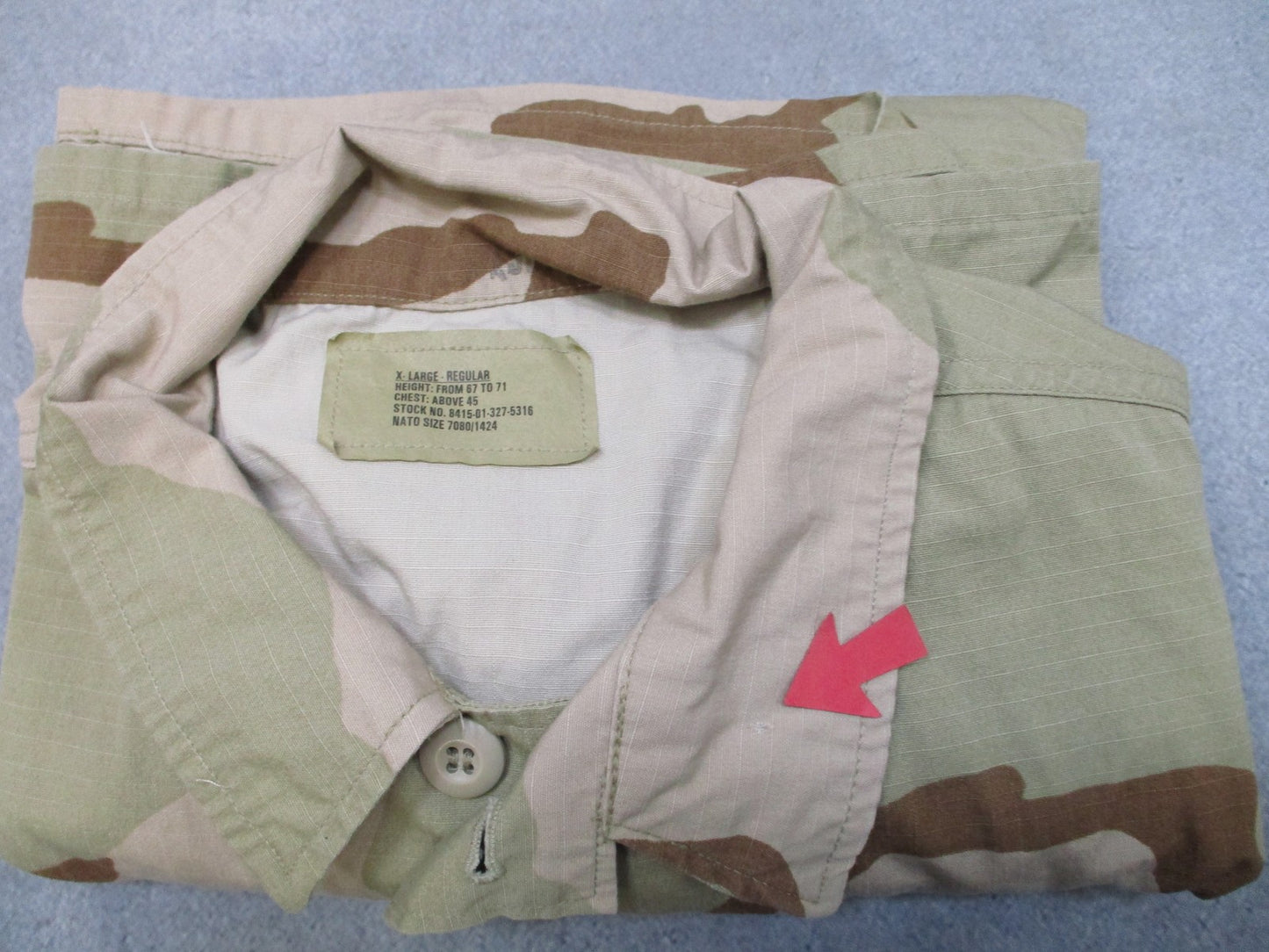 US Army Desert Camo Combat Coat Jacket X-Large Regular Military Uniform Shirt