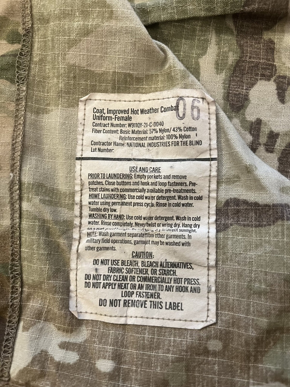 US Military IHWCU Coat Female Scorpion Camo Combat Uniform Jacket Size 39 Long