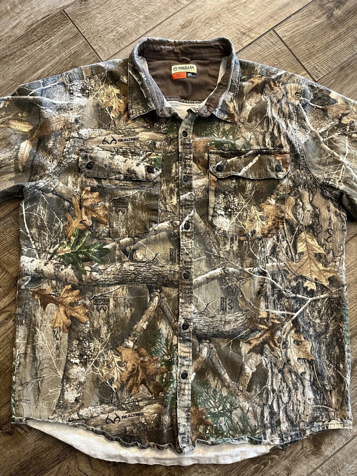 Magellan Outdoors Mens 2XL Realtree Edge Camo Long Sleeve Button Down Hunt Shirt