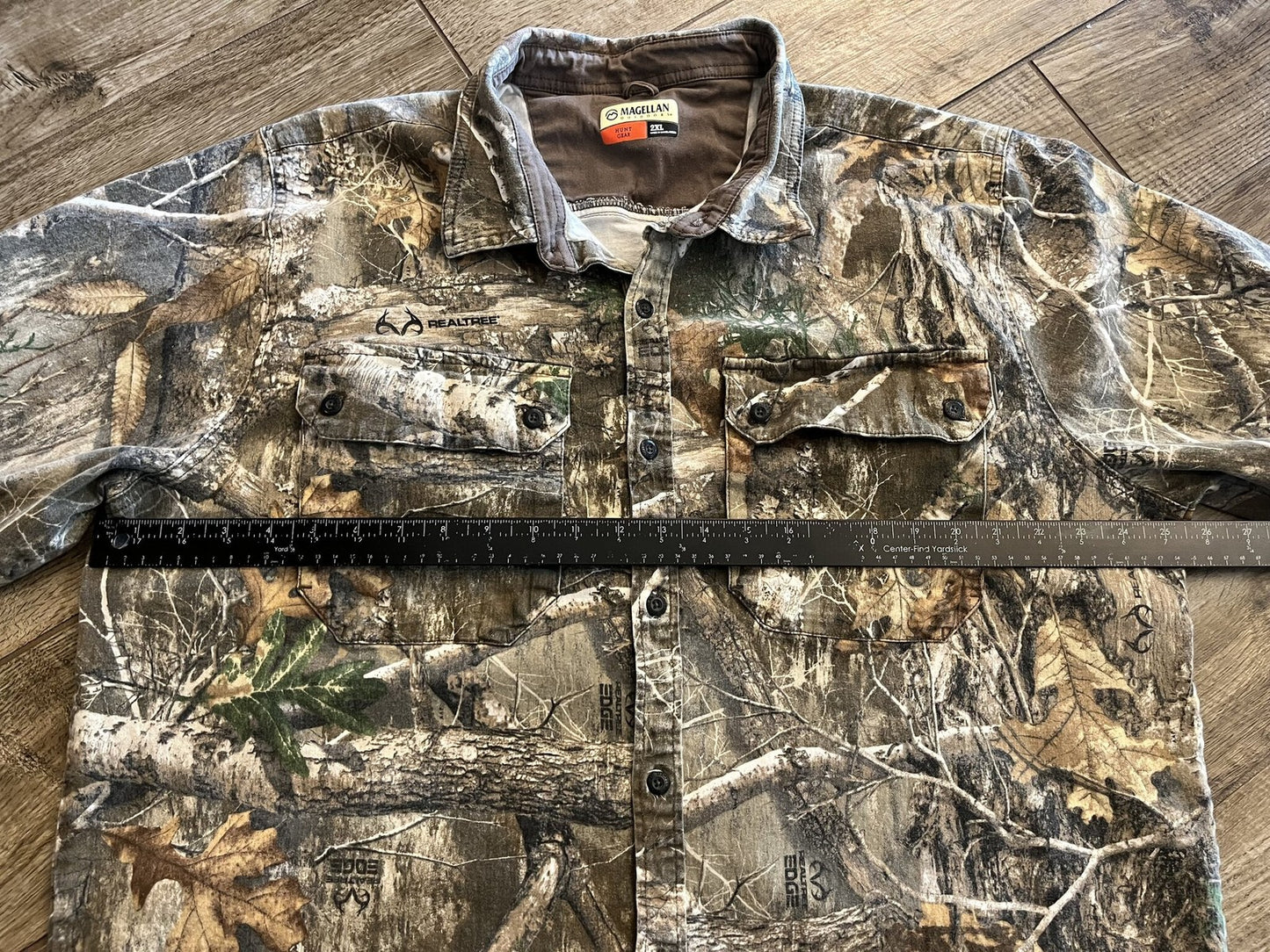 Magellan Outdoors Mens 2XL Realtree Edge Camo Long Sleeve Button Down Hunt Shirt