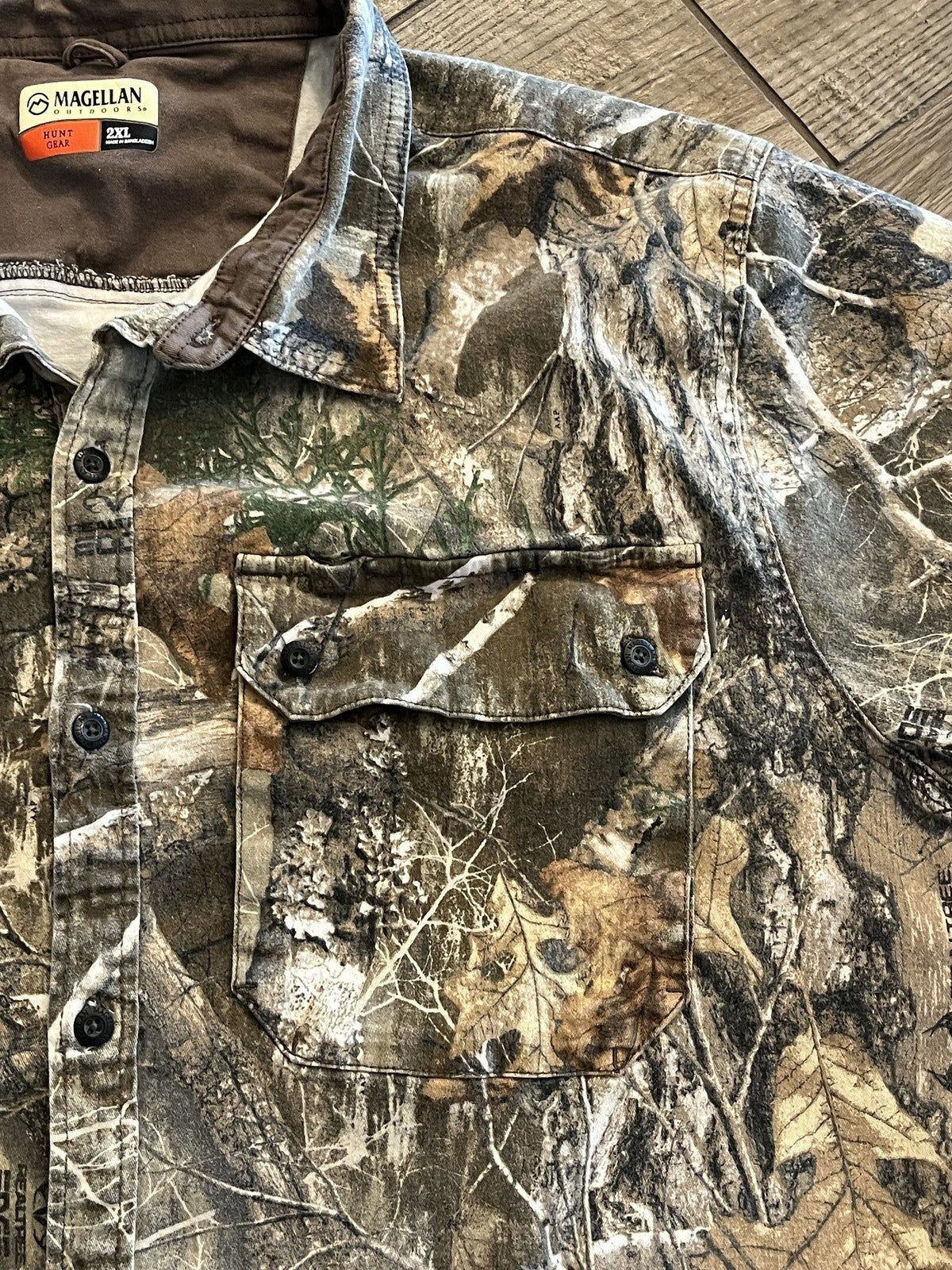 Magellan Outdoors Mens 2XL Realtree Edge Camo Long Sleeve Button Down Hunt Shirt