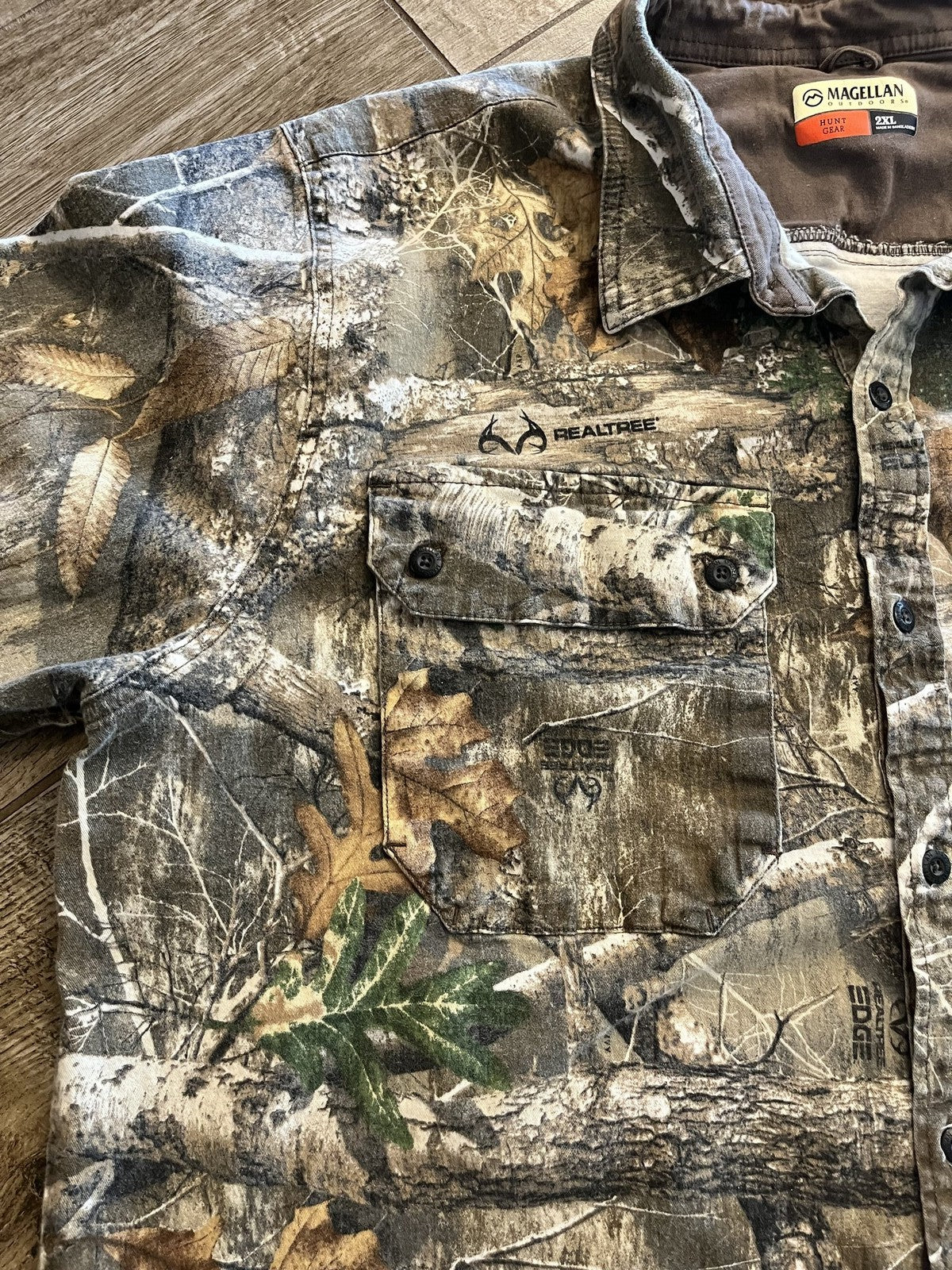 Magellan Outdoors Mens 2XL Realtree Edge Camo Long Sleeve Button Down Hunt Shirt