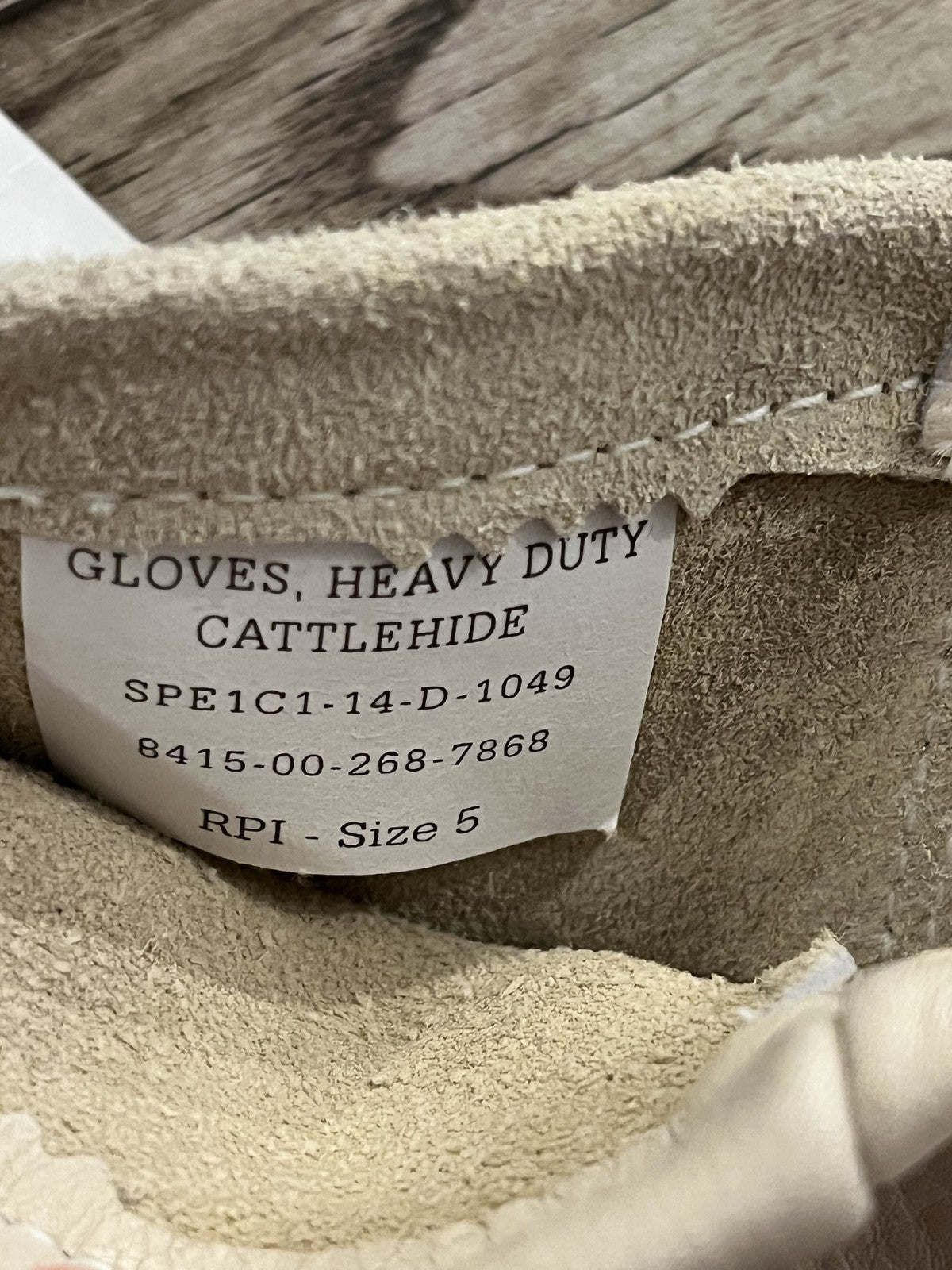 New US Military Issue Heavy Duty Cattlehide Leather Gloves Size 5