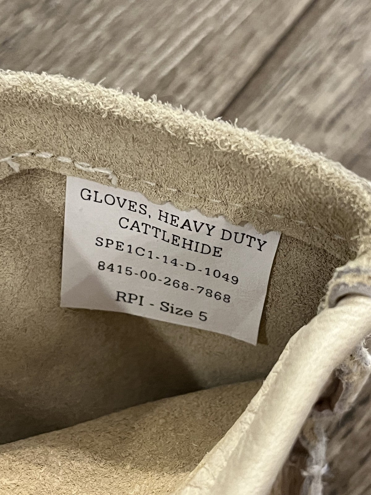 New US Military Issue Heavy Duty Cattlehide Leather Gloves Size 5
