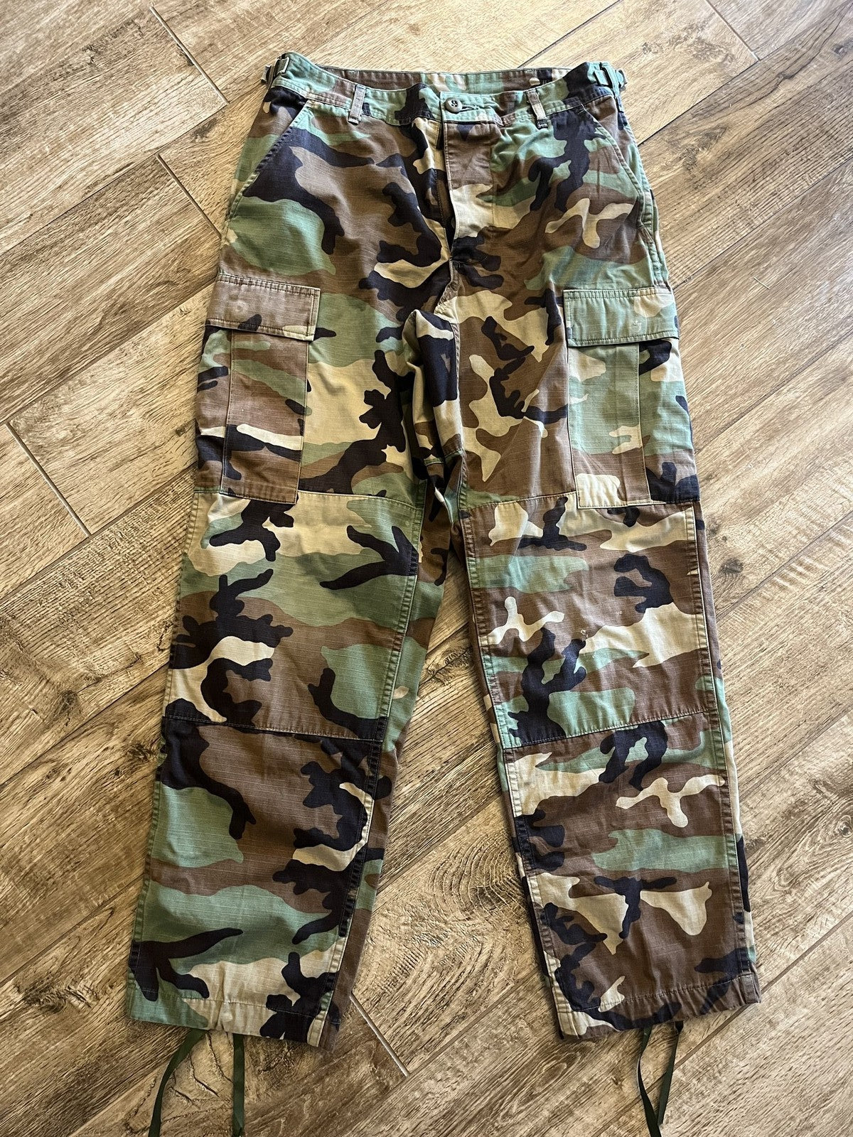 US Military Woodland Camo BDU Trousers Small Short Ripstop Combat Pants Surplus