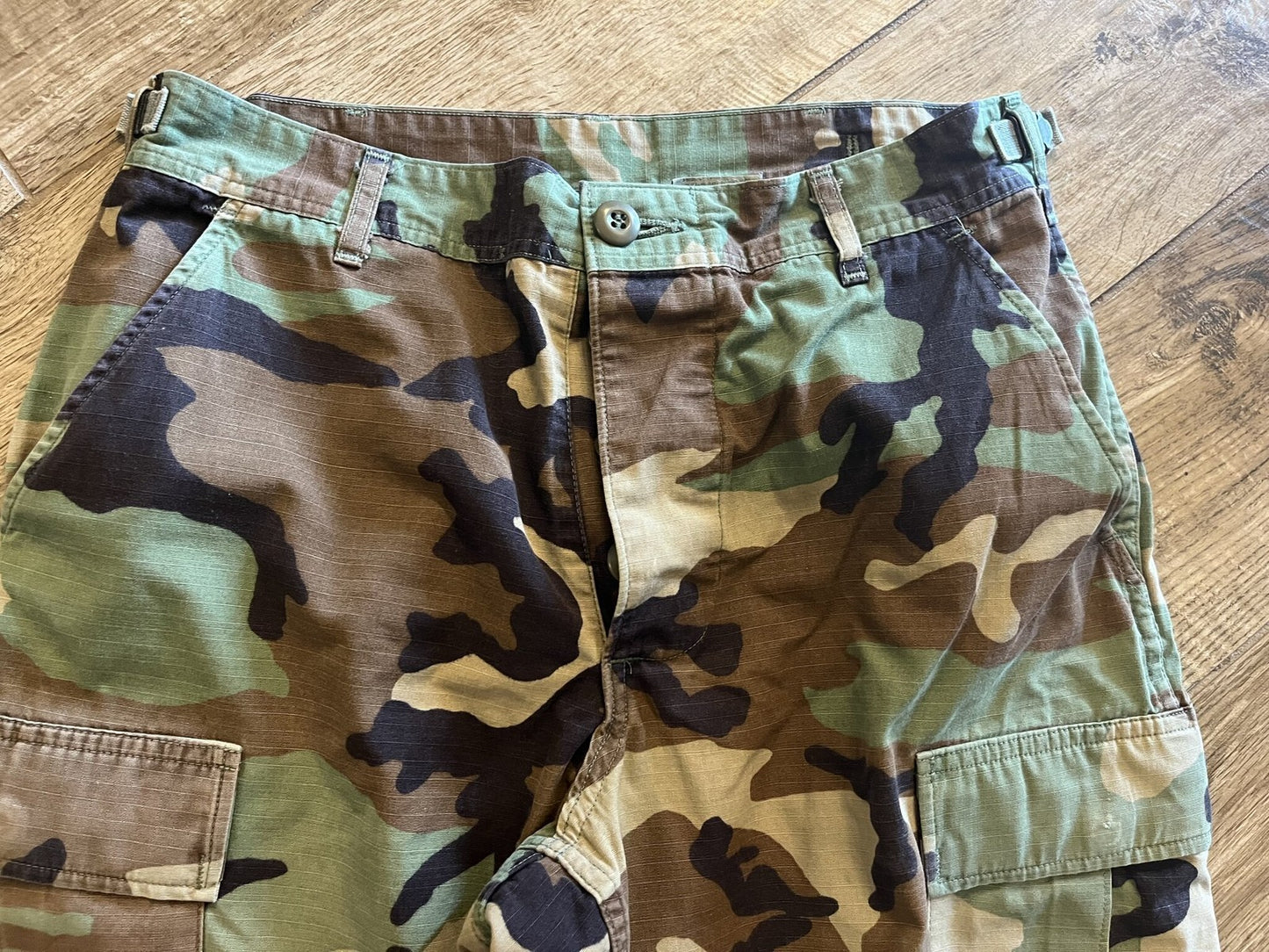 US Military Woodland Camo BDU Trousers Small Short Ripstop Combat Pants Surplus