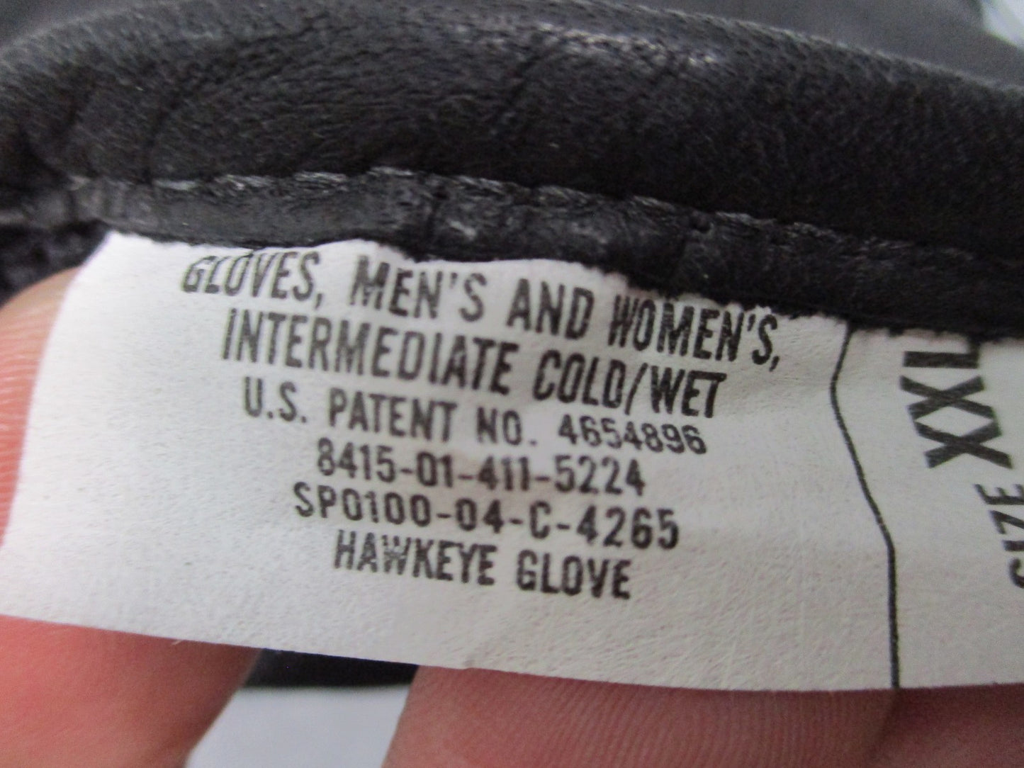 US Military Intermediate Cold/Wet Weather Leather Gloves Black Size XXL