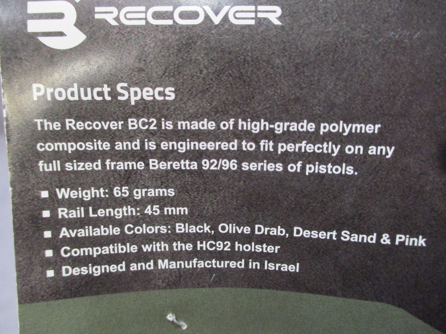 Recover Tactical BC2 Grip & Rail System for Beretta 92/96 - Tan