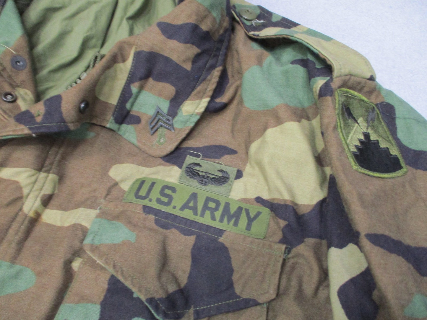 MILITARY USGI ARMY WOODLAND BDU M-65 FIELD JACKET X-LARGE/LONG COLD WEATHER COAT