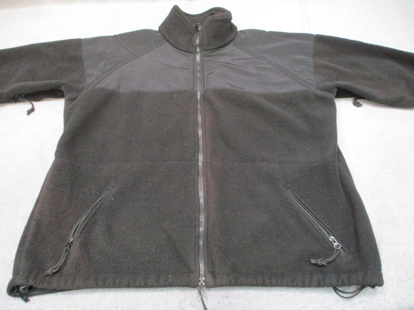 Mens Polartec Black Full Zip Fleece Jacket Reinforced Shoulders Size Large