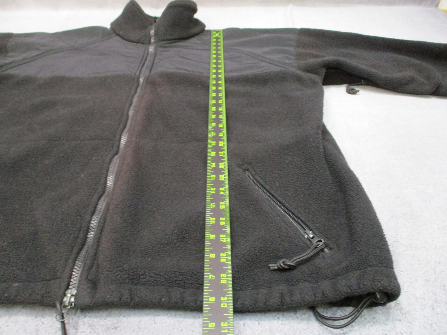 Mens Polartec Black Full Zip Fleece Jacket Reinforced Shoulders Size Large