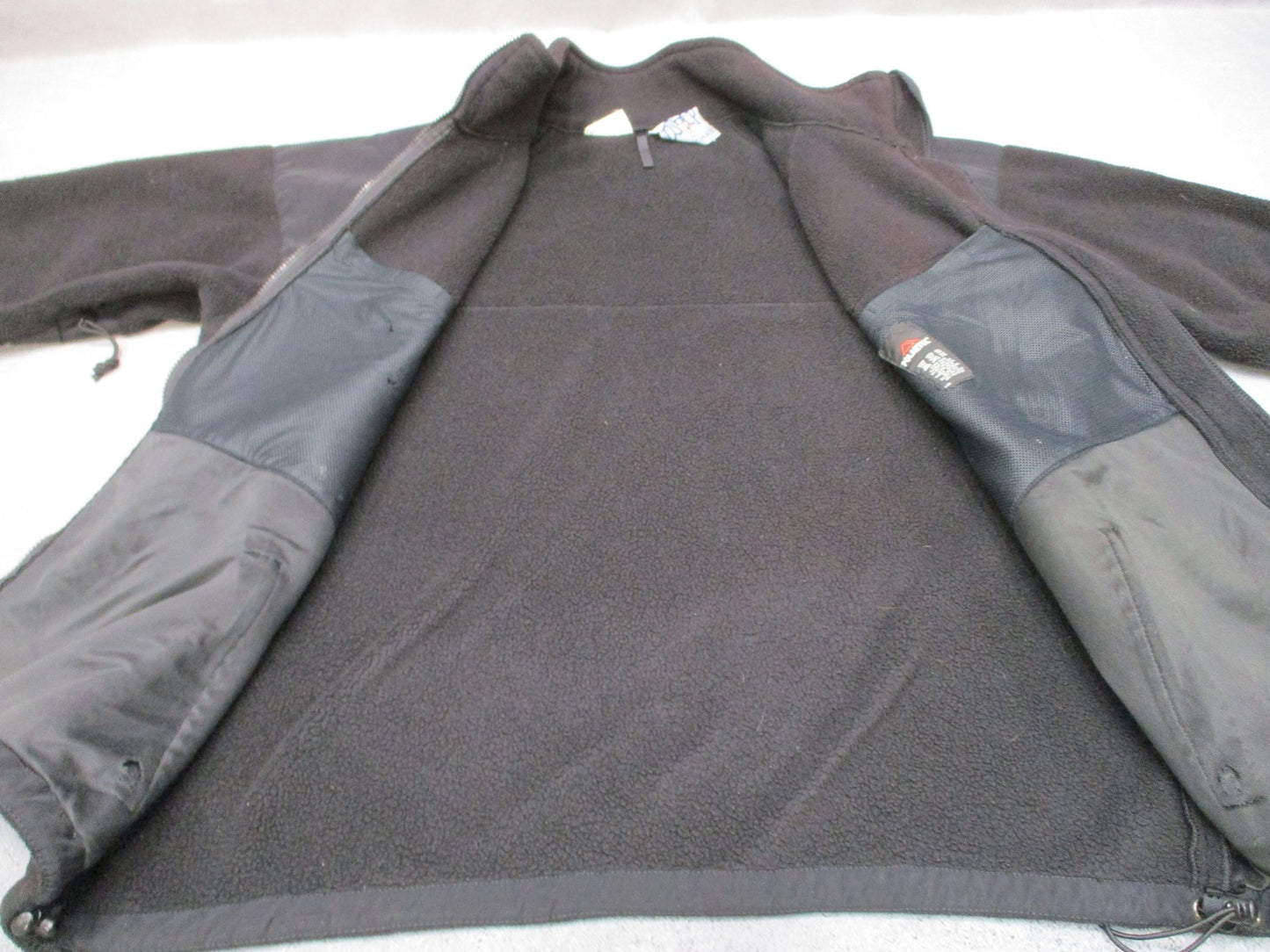 Mens Polartec Black Full Zip Fleece Jacket Reinforced Shoulders Size Large