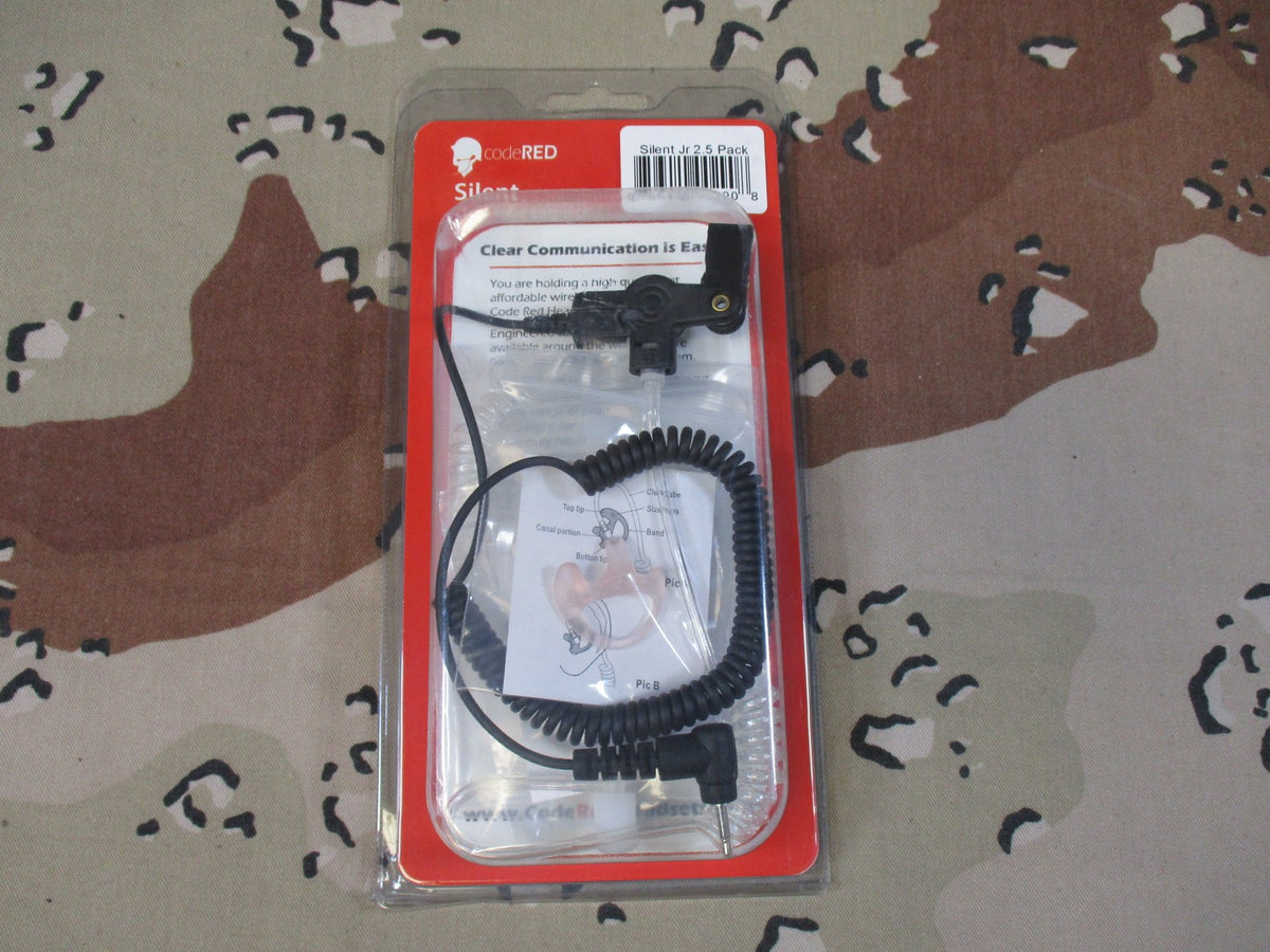 Code Red Headsets Silent Jr 2.5mm Earpiece Kit for Kenwood Speaker Clear Tube
