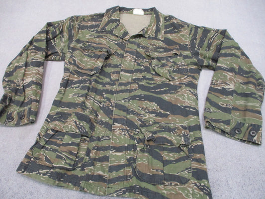 Vintage Tiger Stripe Camo BDU Shirt 100% Cotton Rip-Stop Men's Small Regular