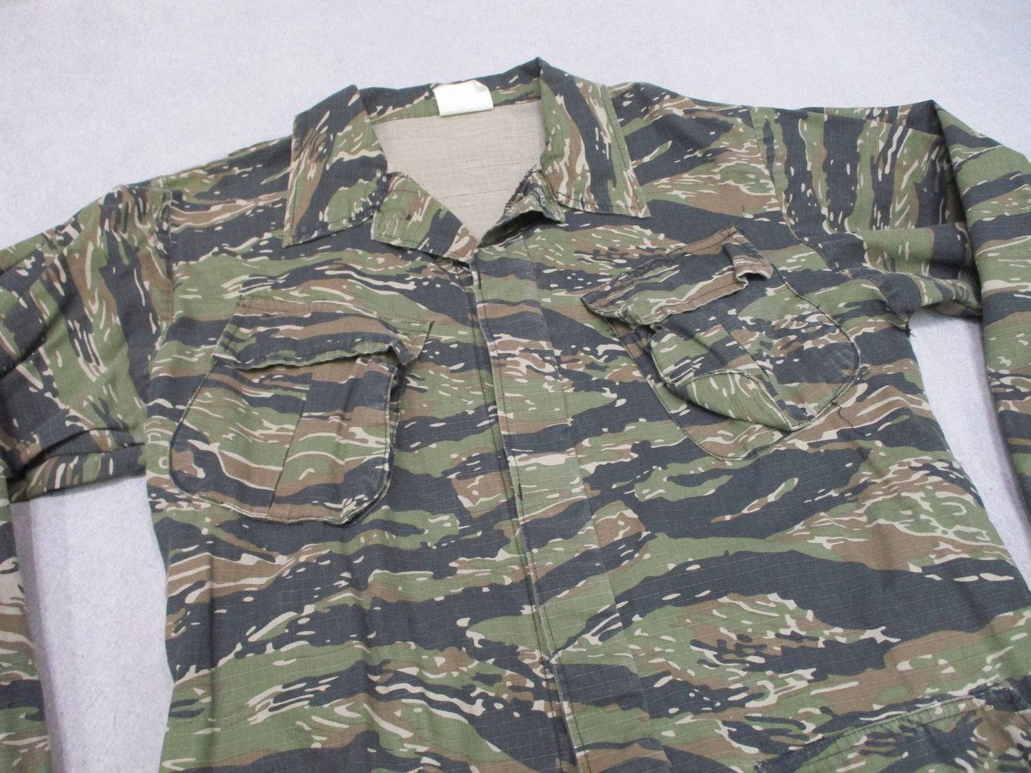 Vintage Tiger Stripe Camo BDU Shirt 100% Cotton Rip-Stop Men's Small Regular
